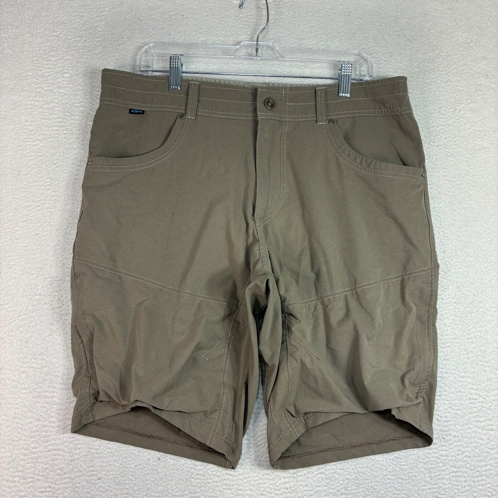 Kuhl Silencr Cargo Shorts Men 36x11 Green Hiking Outdoor Stretch Kargo Ripstop